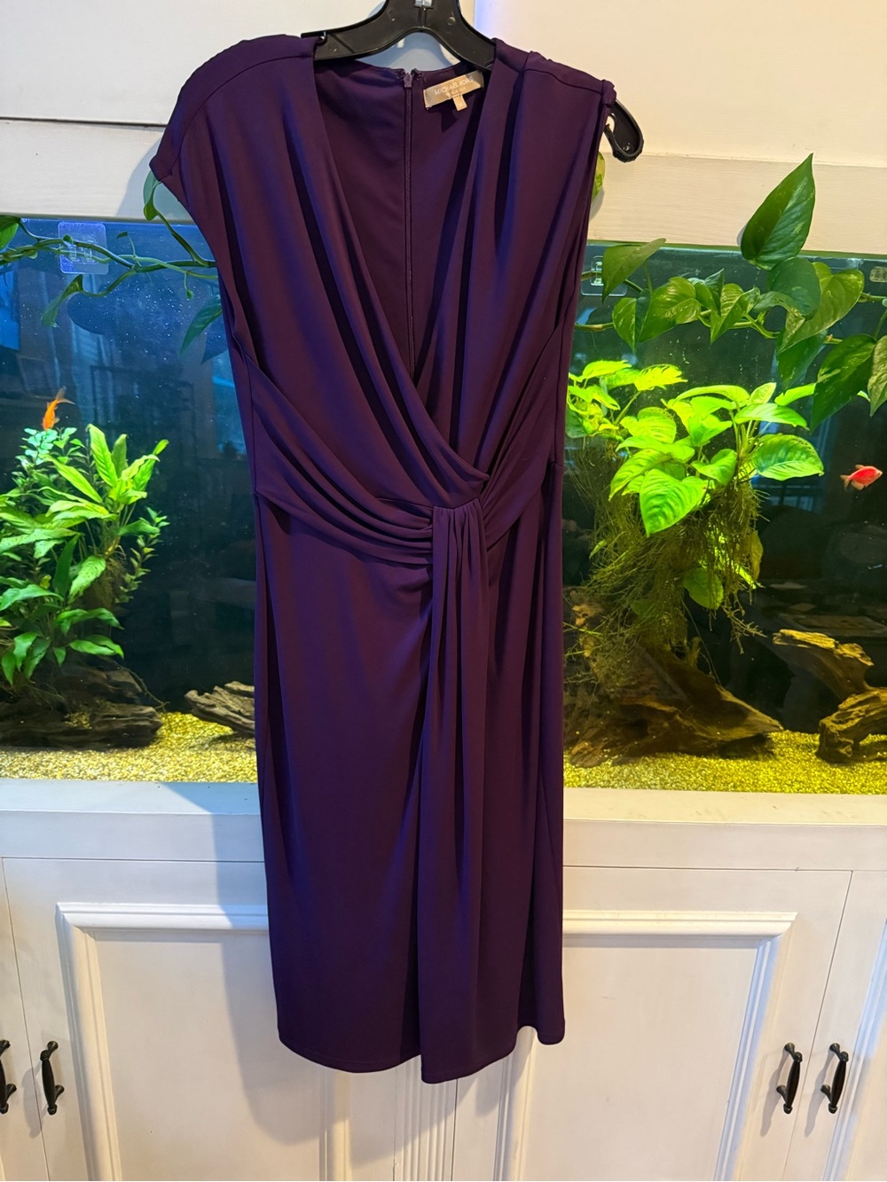 Michael Kors Deep Purple Draped Knot-Front Dress